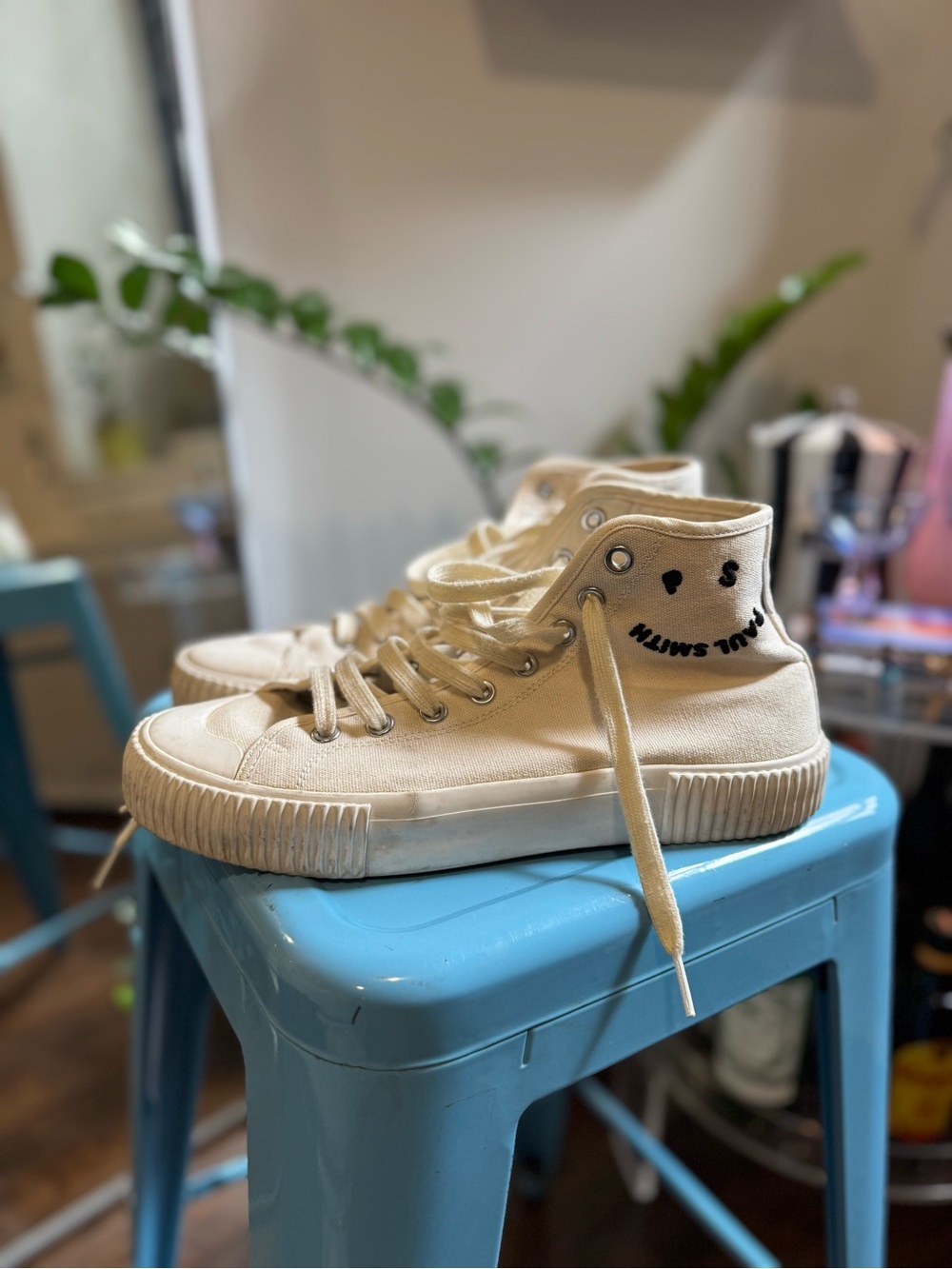 PS Paul Smith Cream High-Top Canvas Sneakers